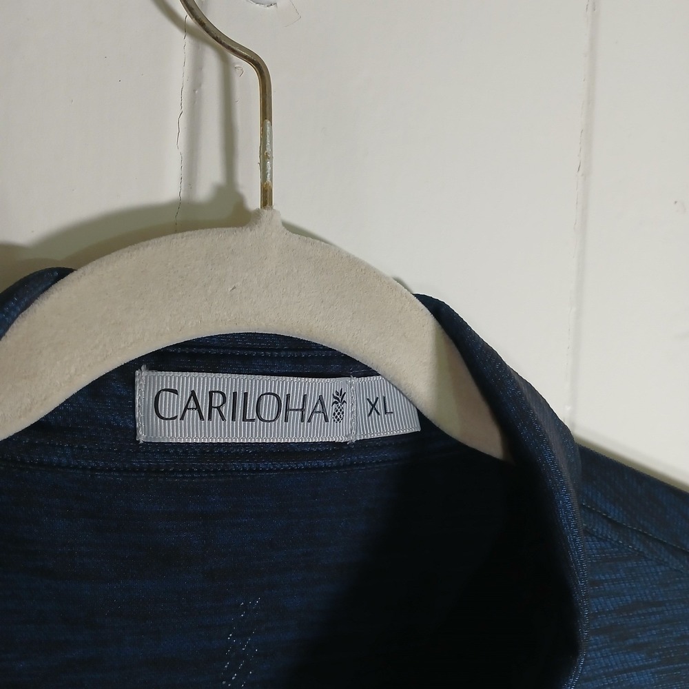 Cariloha Bamboo Polo Shirt Mens XL Navy Blue Space Dye Short Sleeve Pineapple - Picture 5 of 8